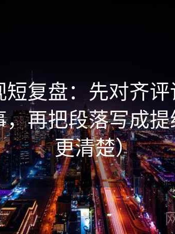 星辰影视短复盘：先对齐评论区是不是再叙事，再把段落写成提纲（读完更清楚）